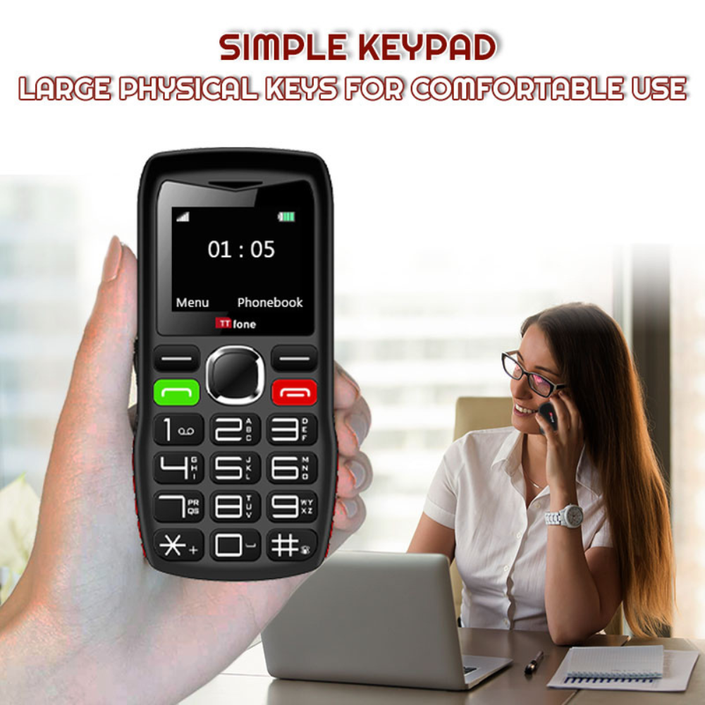 TTfone TT880 Easy-to-Use Big Button Mobile with O2 Pay As You Go SIM, USB C Cable